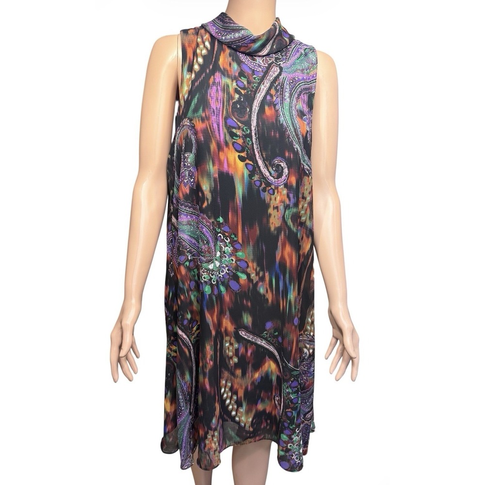 Vibrant Paisley Chiffon Overlay Dress |‎ Artsy Flow | Size 14